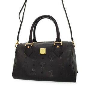 MCM Boston bag black Visetos monogram leather trim